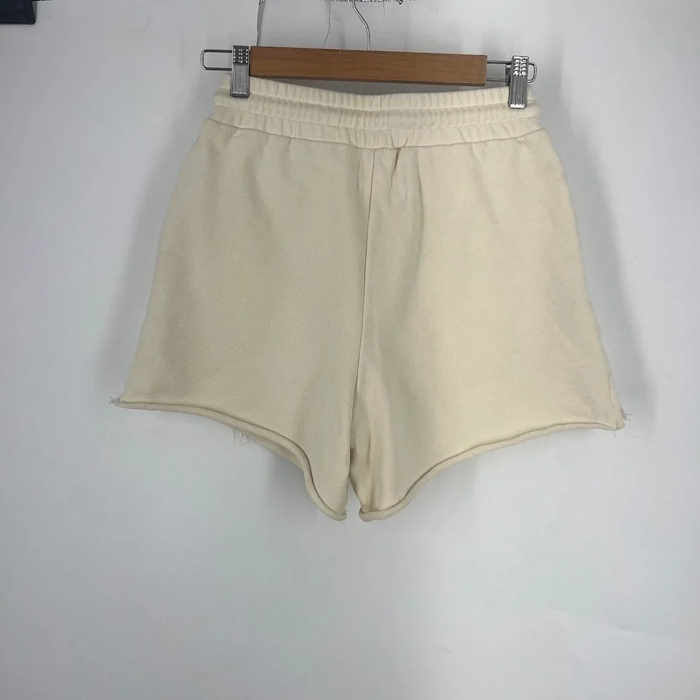 Things Between Cream Smiley Face Cotton Sweat Shorts TBP483 Womens‎ Small